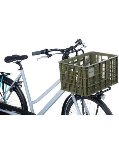 Basil fietskrat L moss green 40L recycled