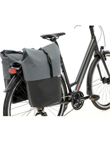 New Looxs fietstas dubbel Nyborg donkergrijs/zwart 34L