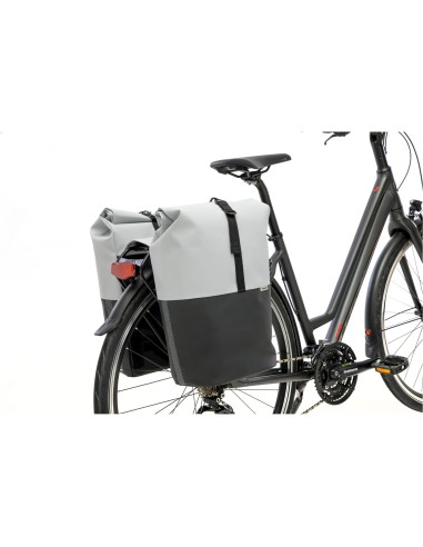 New Looxs fietstas dubbel Nyborg lichtgrijs/zwart 34L