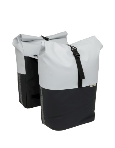 New Looxs fietstas dubbel Nyborg lichtgrijs/zwart MIK 34L