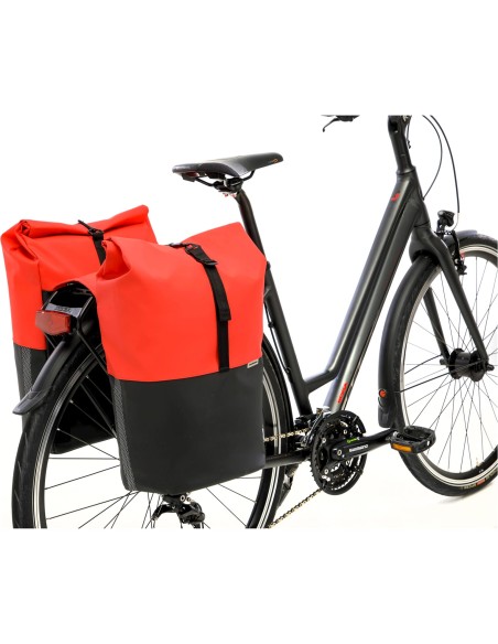New Looxs fietstas dubbel Nyborg rood/zwart 34L