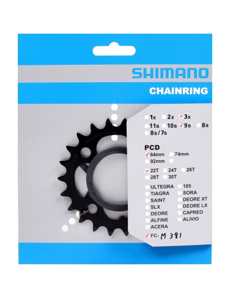 Shimano kettingblad 22t FC-M391 zwart
