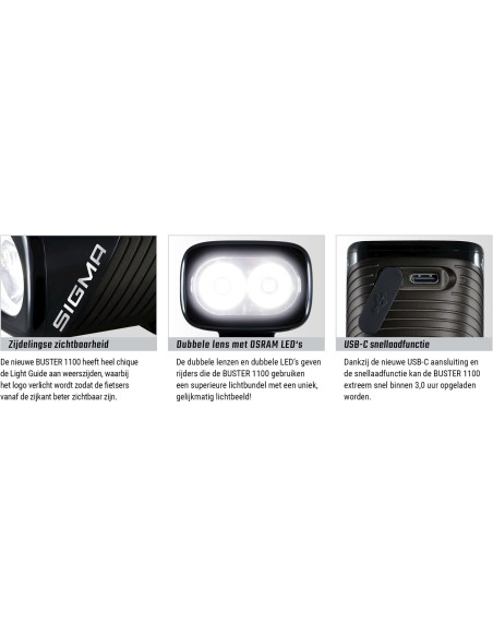 Sigma verlichtingsset Buster 1100 + Buster RL 150 usb