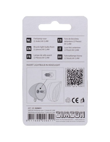 Simson lampje voorlicht 6 volt / 2,4 watt (2)