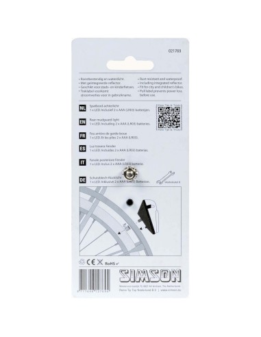 Simson achterlicht Led batterij spatbord