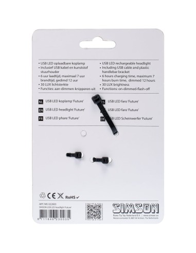 Simson koplamp Future usb 30 lux stuurbocht