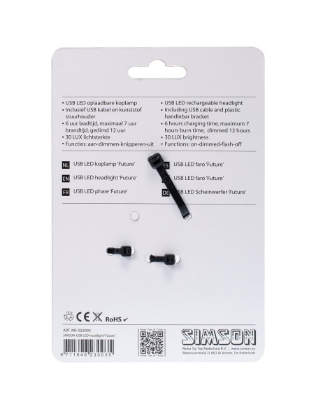 Simson koplamp Future usb 30 lux stuurbocht