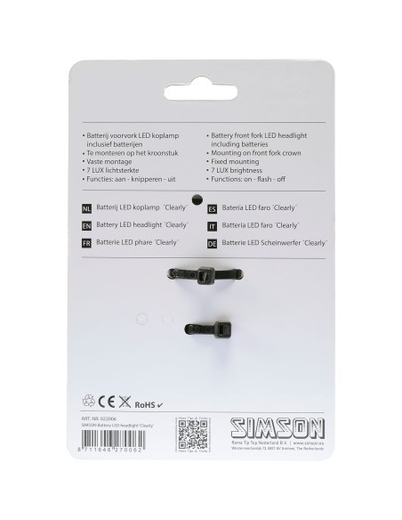 Simson koplamp Clearly batterij 7 lux