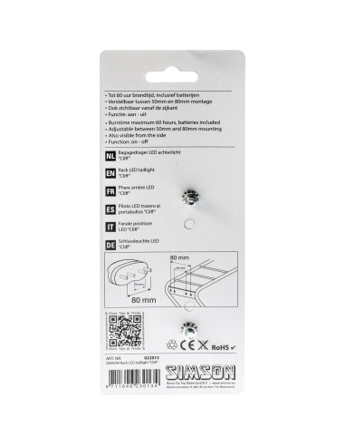 Simson achterlicht Cliff batterij 50/80mm