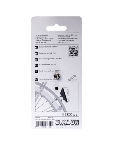 Simson achterlicht Mini batterij spatbord
