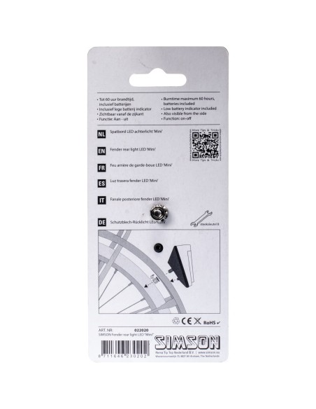 Simson achterlicht Mini batterij spatbord