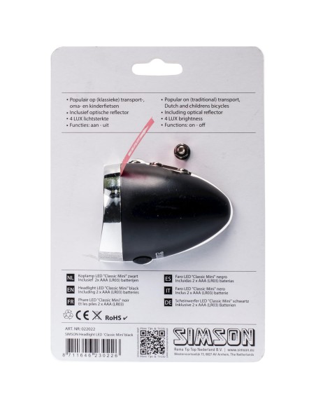 Simson koplamp Classic Mini batterij 4 lux