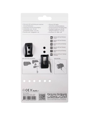 Simson verlichtingsset Simmy batterij zwart