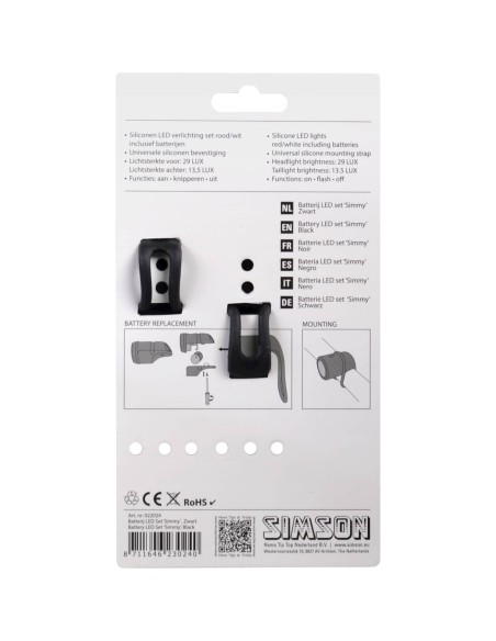Simson verlichtingsset Simmy batterij zwart