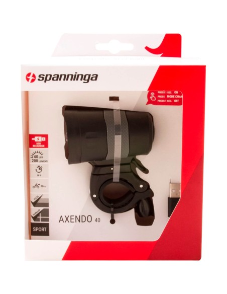 Spanninga koplamp Axendo 40 usb zwart