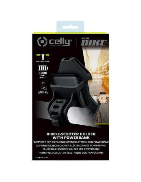 Celly telefoonhouder met powerbank zwart