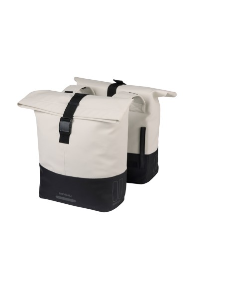 Basil fietstas dubbel Cove gebroken wit/zwart 28-32L
