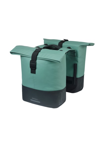 Basil fietstas dubbel Cove zilvergroen/zwart MIK 28-32L