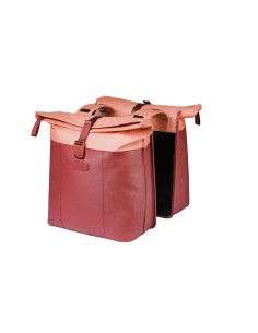 Basil fietstas dubbel Vive bordeaux/roze 28-35L