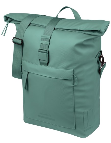 Basil schoudertas Brooklyn MIK Hooks zilver groen 17L