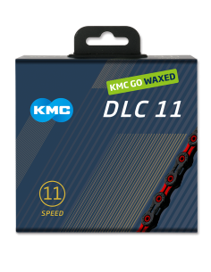 KMC ketting DLC11 black/red 118s waxed