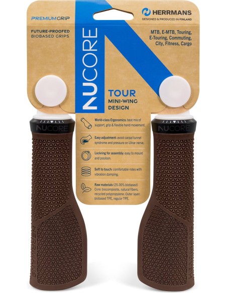 Herrmans handvatten Nucore Grip tour peak 130mm bruin