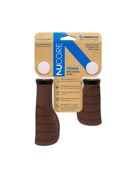 Herrmans handvatten Nucore Grip town wave 90/130mm bruin