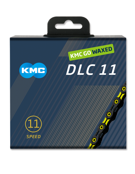 KMC ketting DLC11 black/yellow 118s waxed