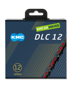 KMC ketting DLC12 black/red 126s waxed
