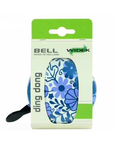 Widek bel Ding Dong delfts blauw bloem op kaart