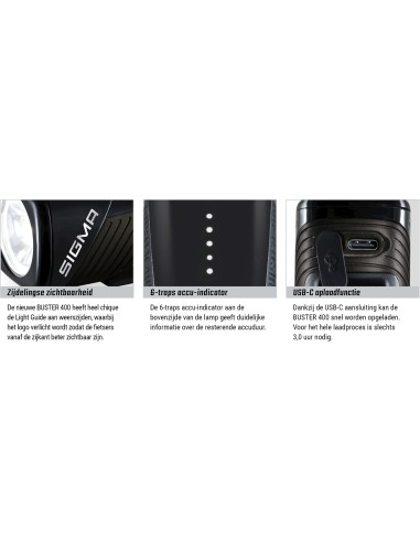 Sigma verlichtingsset Buster 400 + Buster RL 80 usb