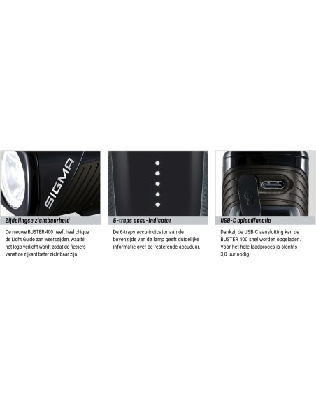 Sigma verlichtingsset Buster 400 + Buster RL 80 usb