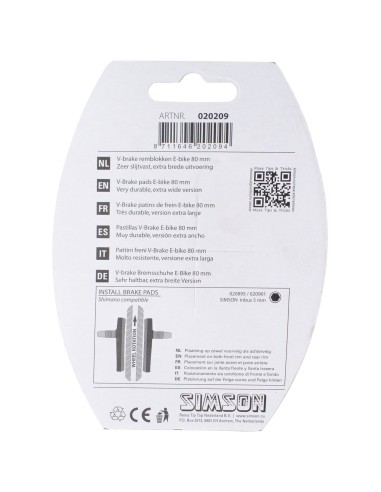 Simson remblok V-brake 80mm E-bike
