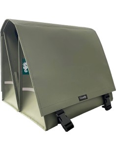 Clarijs fietstas dubbel L PVC 40L met uitsparing mat olijf