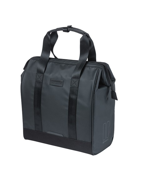 Basil Grand fietsshopper tarpaulin MIK Hooks 23L zwart