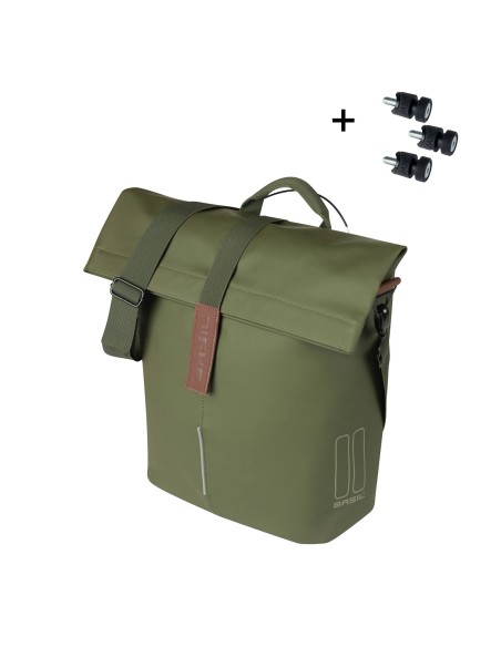 Basil shoppertas City MIK Studs mos groen 14-16L