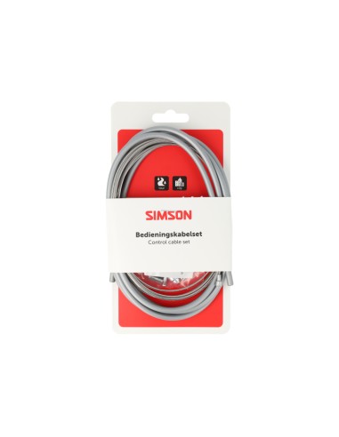 Simson remkabel set universeel 2 nippels RVS grijs