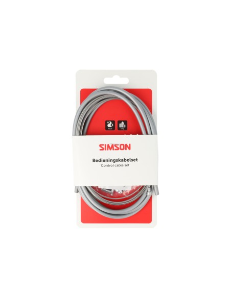 Simson remkabel set universeel 2 nippels RVS grijs