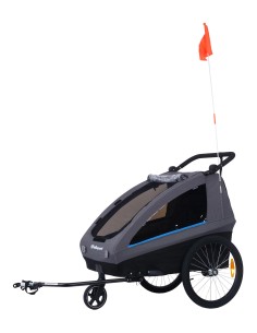 Polisport kids trailer voor fietsen en wandelen grijs/zwart