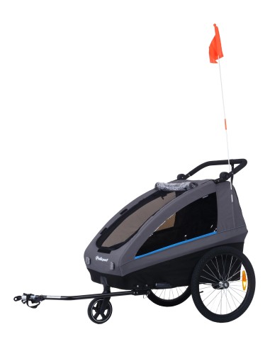 Polisport kids trailer voor fietsen en wandelen grijs/zwart
