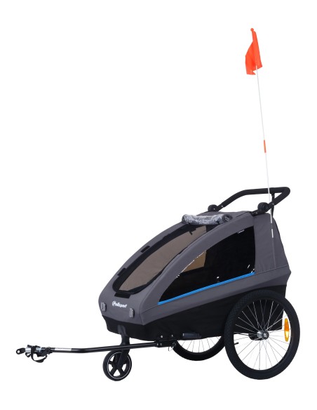 Polisport kids trailer voor fietsen en wandelen grijs/zwart