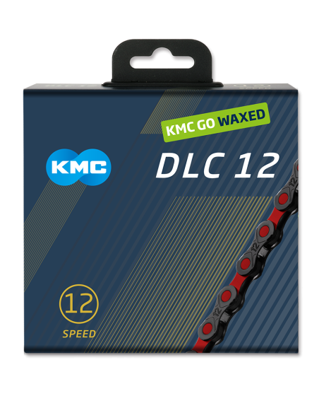 KMC ketting DLC12 black/red 126s waxed