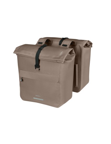Basil fietstas dubbel Urban Dry Neo sage brown 46-52L