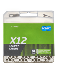 KMC ketting X12 silver/black 126s waxed