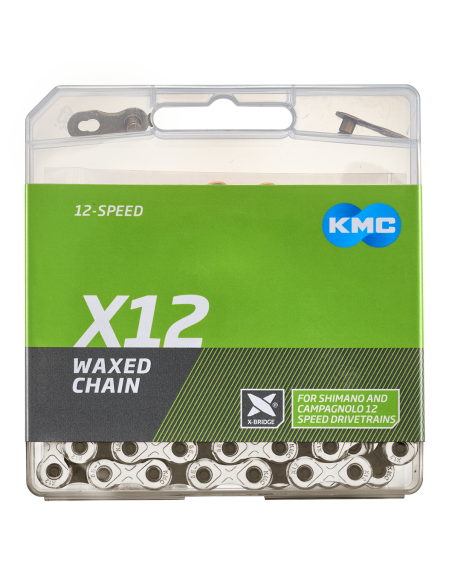 KMC ketting X12 silver/black 126s waxed