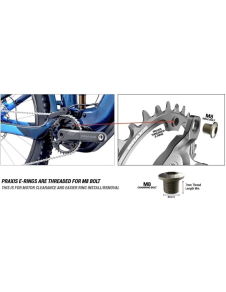 Praxis kettingblad 1x E-Ring 104BCD M8 36T staal 10/11/12sp