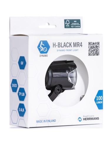 Herrmans koplamp H-Black MR4 aan/uit dynamo