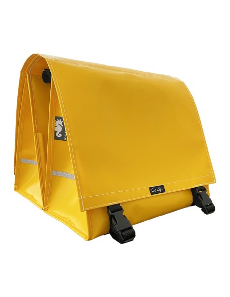 Clarijs fietstas dubbel XL PVC 46L met uitsparing geel