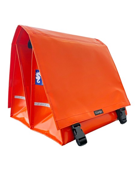Clarijs fietstas dubbel XL PVC 46L met uitsparing oranje