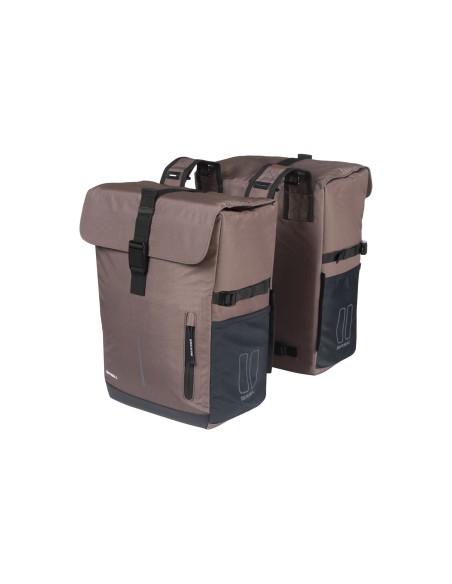 Basil fietstas dubbel Move bruin 30L